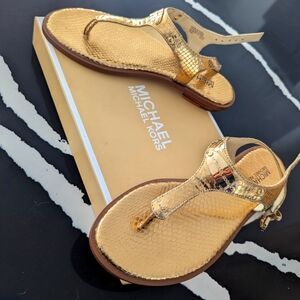 Michael Kors Gold Snakeskin Flat Sandals
